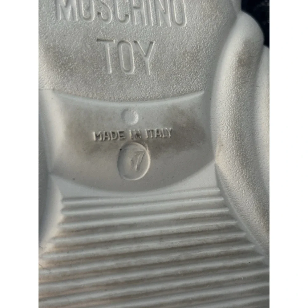 Moschino Shoes Womens 7 Teddy Bear Sneakers White Grey‎ Chunky Designer Mesh Box